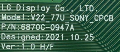 T-CON ORIGINAL PARA TV SONY / NUMERO DE PARTE 6871L-6999A / 6870C-0947A / 6999A / LE770PQL (HQ)(A1) / PANEL YDCM077UNG11 / MODELO XR-77A80K / XR77A80K / XR-77A80CL - Imagen 2